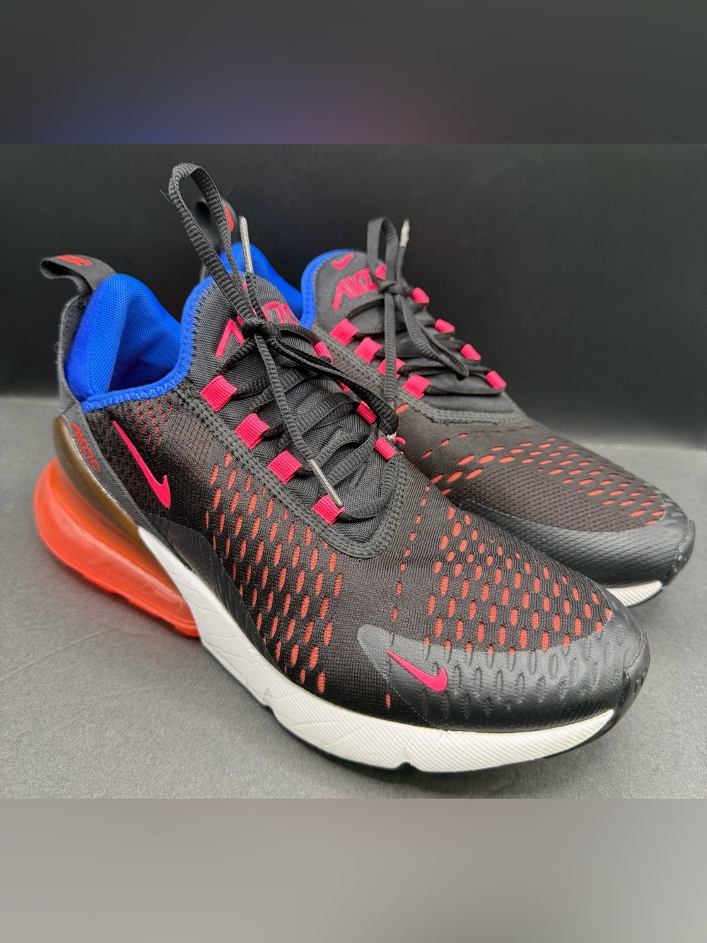 Nike Women's Air Max 270 Black/Pink/Orange/ Blue Sneaker, Size: 10